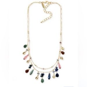 NWOT. Mixed Bead Layered Statement Necklace, 17-1/5" + 3" extender.